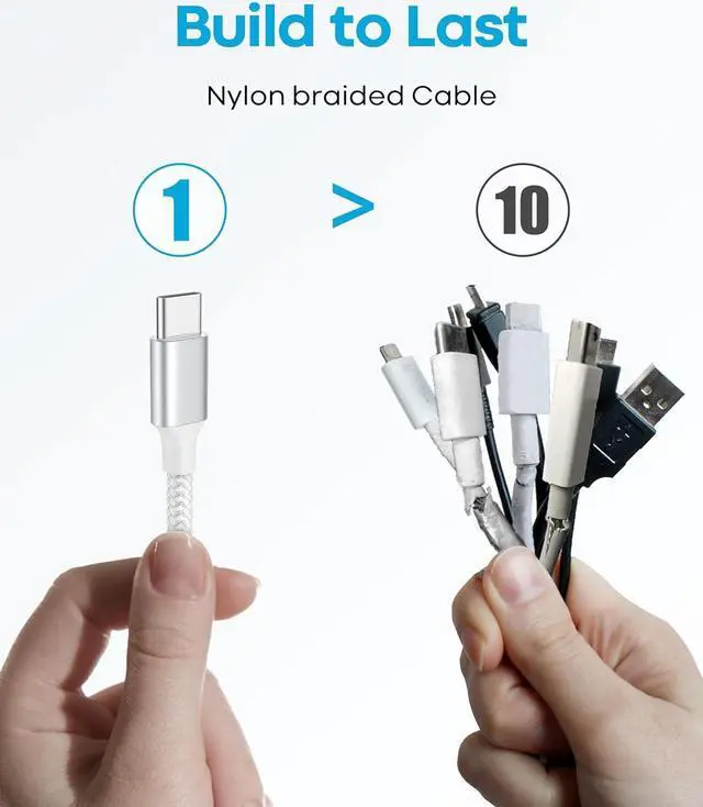 Alt view image 6 of 7 - IHDAPP USB C Cable 5-Pack 3ft/3ft/6ft/6ft/10ft, USB A to USB C Charger Cable Fast Charging Cord Braided Cable for i-Phone 15 Pro Max Plus, for Sam-s-ung Galaxy S20 S10 Note 10 9, Pixel, Mo-to, L-G