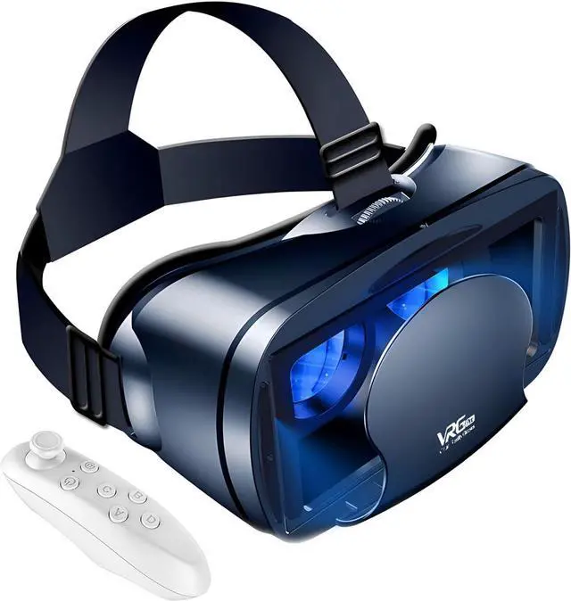 Main image of IHDAPP 3D VR Headset for Cellphone, Adjustable Virtual Reality 3D VR Glasses Headset Helmets, Compatible 5.0-7.0 inch i-Phone & Android Smartphones with Controller, for Watching 3D VR Content (Black)
