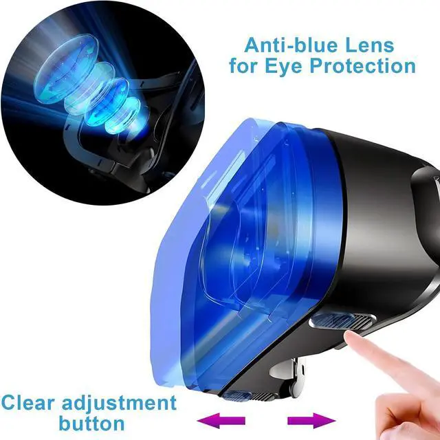 Alt view image 3 of 7 - IHDAPP 3D VR Headset for Cellphone, Adjustable Virtual Reality 3D VR Glasses Headset Helmets, Compatible 5.0-7.0 inch i-Phone & Android Smartphones with Controller, for Watching 3D VR Content (Black)