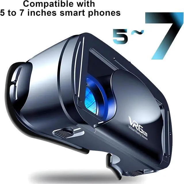 Alt view image 2 of 7 - IHDAPP 3D VR Headset for Cellphone, Adjustable Virtual Reality 3D VR Glasses Headset Helmets, Compatible 5.0-7.0 inch i-Phone & Android Smartphones with Controller, for Watching 3D VR Content (Black)