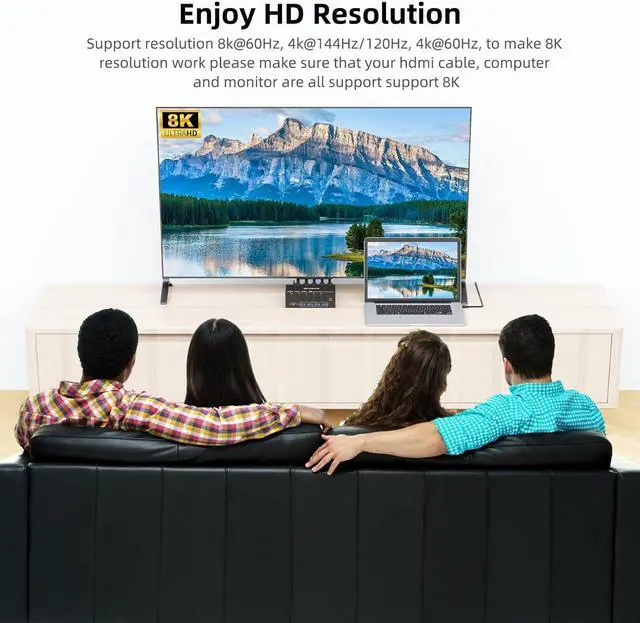 Alt view image 5 of 7 - IHDAPP HDMI KVM Switch 2 Monitors 4 Computers 8K@60Hz 4K@144Hz, USB 3.0 Dual Monitor HDMI KVM Switches for 4 PCs Share 2 Monitors and 4 USB 3.0 Ports, Supports EDID, Share Mouse Keyboard and Monitor