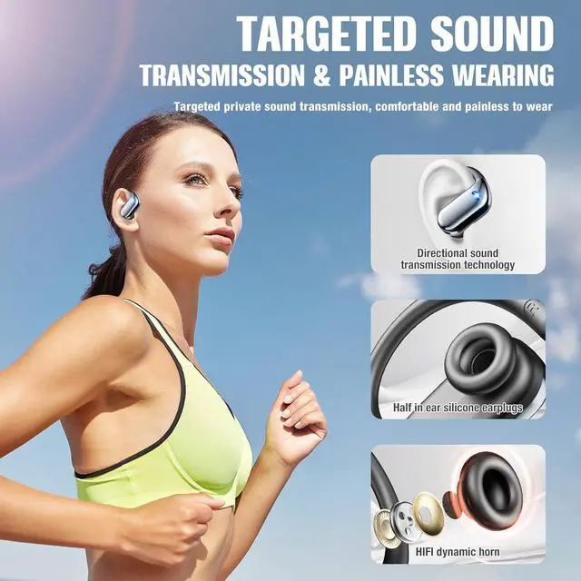 Alt view image 4 of 7 - IHDAPP Sport Wireless Earbuds, Bluetooth 5.4 Headphones with ENC and AI Noise Cancellation, Hi-Fi Audio Playback & Dual LED Display, Sport Bluetooth Earphones with Earhooks for Workout, Running