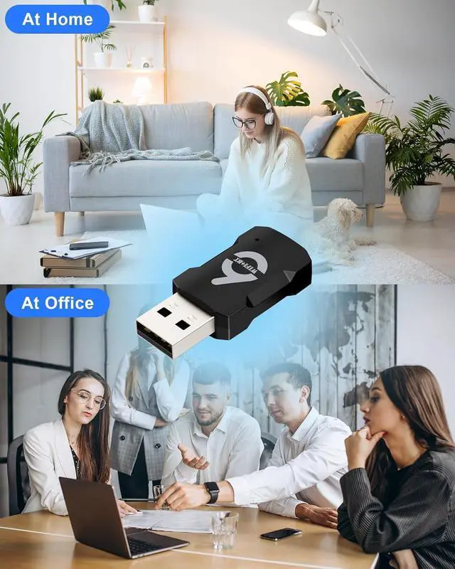 Alt view image 6 of 7 - IHDAPP 2-in-1 USB WiFi Adapter - WiFi Bluetooth Adapter, 900Mbps 2.4/5GHZ Dual Band WiFi and Bluetooth Adapter for PC/Laptop/Desktop, Driver Free Wpa3, WiFi 6 USB Bluetooth 5.3 Adapter, Win 10/11