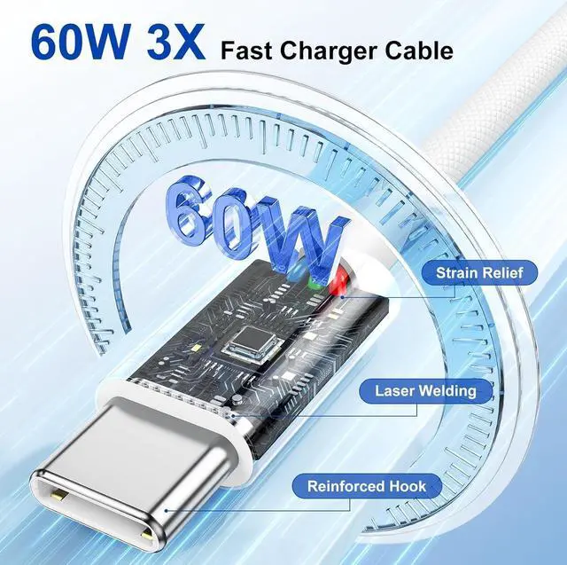 Alt view image 6 of 7 - IHDAPP USB C to USB C Cable 6Ft/2M for i-Phone 16 15 Charger Cord [3-Pack], 60W 3.1A USB C to C Cables Fast Charging for i-Phone 16/15 Pro/Plus/ProMax,Mac-Book Air, Mac-Book Pro 2024 Sa-m-su-ng S24/23