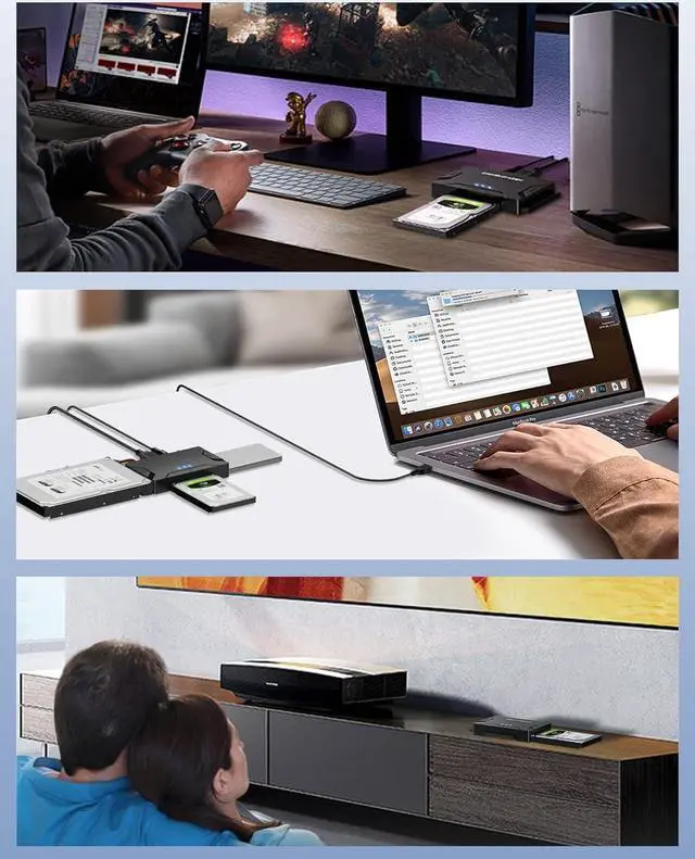 Alt view image 7 of 7 - IHDAPP USB 3.0 to IDE and SATA Adapter, External Hard Drive Reader Ultra Recovery Converter for Universal 2.5"/3.5" Inch HDD/SSD Hard Drive Disk, Hard Drive Adapter Included 12V/2A Power Adapter