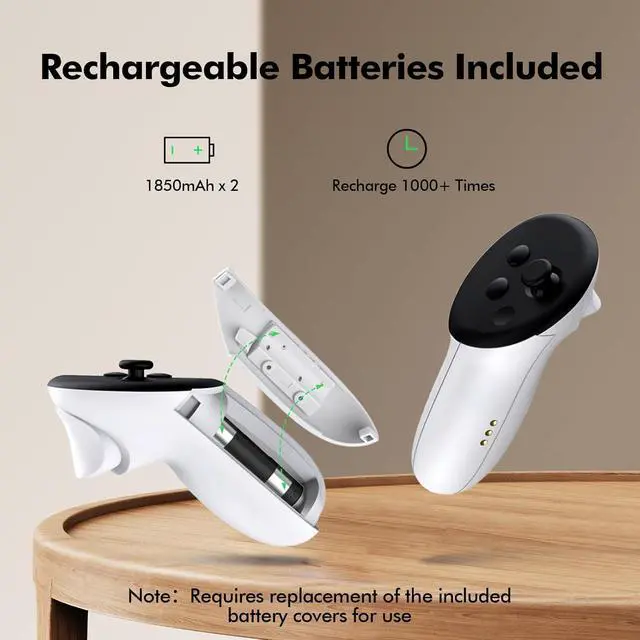 Alt view image 7 of 7 - IHDAPP Charging Dock Compatible with Me-ta Quest 3/3S, VR Accessories Charging Station for Me-ta O-cu-lus Quest 3/3S with LED Indicator, Charger Stand with Rechargeable Batteries, with Green Light