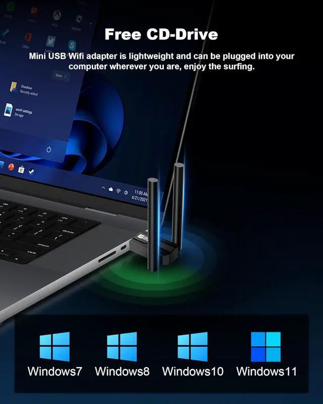 Alt view image 5 of 7 - Hitoor USB WiFi 6 Adapter for PC, AX900Mbps USB WLAN Stick Wireless Adapter with 5DBI Antenna, Dual Band 2.4G/5GHZ, Free CD-Drive, MU-MIMO, WPA3, USB WiFi Dongle Adapter for Windows 7/8/10/11 giyqxHw