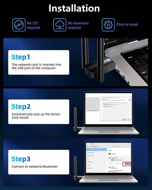 Alt view image 2 of 7 - Hitoor USB WiFi 6 Adapter for PC, AX900Mbps USB WLAN Stick Wireless Adapter with 5DBI Antenna, Dual Band 2.4G/5GHZ, Free CD-Drive, MU-MIMO, WPA3, USB WiFi Dongle Adapter for Windows 7/8/10/11 giyqxHw