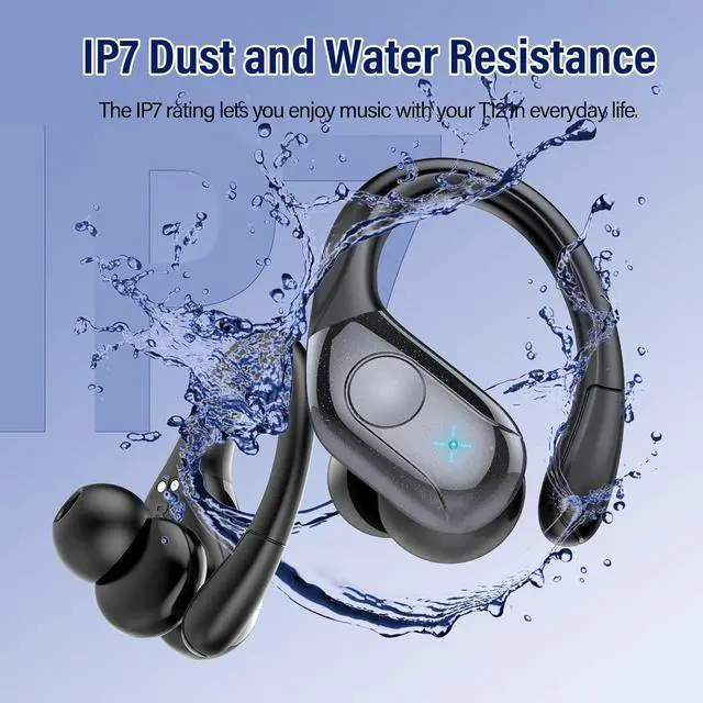 Alt view image 7 of 7 - IHDAPP Wireless Earbuds Bluetooth 5.4 Headphones 75H Playtime Stereo Deep Bass Sports Ear Buds with Earhooks, LED Display Bluetooth Earbuds with 4 ENC Mic, IP7 Waterproof Earphone for Workout/Running