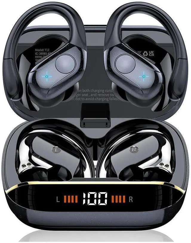 Main image of IHDAPP Wireless Earbuds Bluetooth 5.4 Headphones 75H Playtime Stereo Deep Bass Sports Ear Buds with Earhooks, LED Display Bluetooth Earbuds with 4 ENC Mic, IP7 Waterproof Earphone for Workout/Running