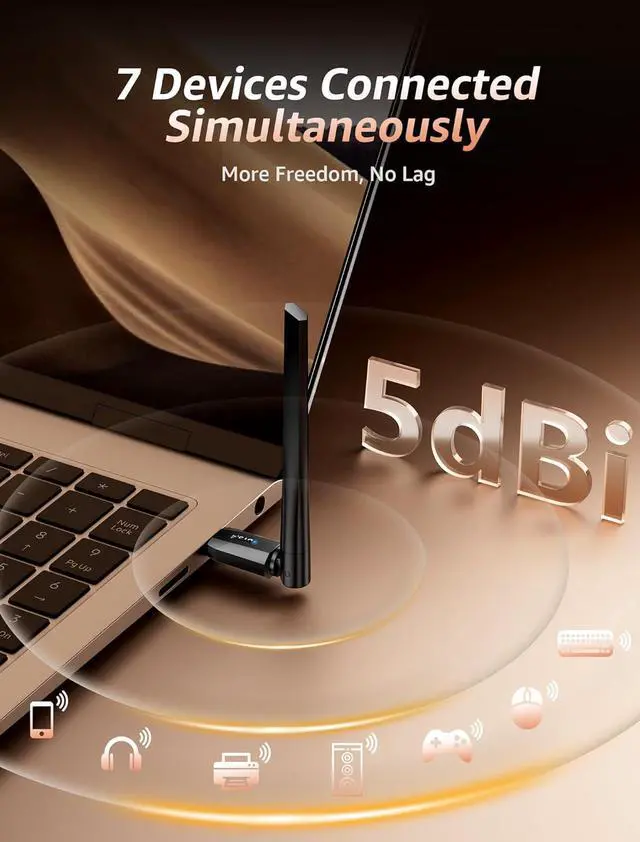Alt view image 3 of 7 - IHDAPP USB Bluetooth 5.4 Adapter for PC, Long Range 150M/500FT Wireless Bluetooth Dongle Enhanced Antenna for Bluetooth Keyboard Mouse Headsets Speakers Printer Desktop Laptop-Windows11/10/8.1 Support
