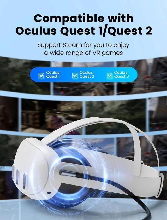 Alt view image 3 of 7 - IHDAPP Link Cable 16.5FT/5M USB A to C Link Cable Compatible with Ocu-lus Me-ta Quest 3/3S/Pro/Pico 4/Steam VR/PC, 5Gbps High Speed Charing Cable for VR Headset USB 3.0 to USB C for VR Accessories