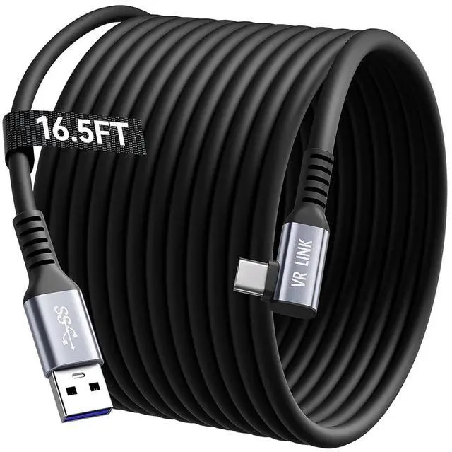 Main image of IHDAPP Link Cable 16.5FT/5M USB A to C Link Cable Compatible with Ocu-lus Me-ta Quest 3/3S/Pro/Pico 4/Steam VR/PC, 5Gbps High Speed Charing Cable for VR Headset USB 3.0 to USB C for VR Accessories