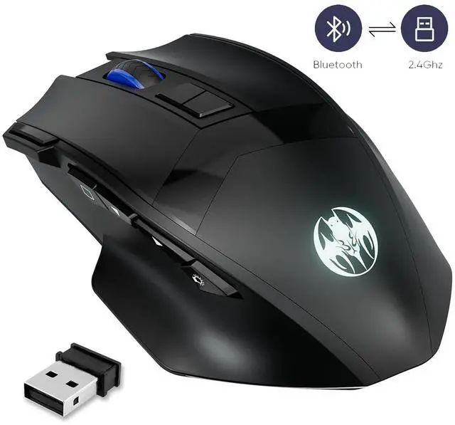 Main image of IHDAPP Wireless Gaming Mouse, Dual-Mode 2.4G/Bluetooth Wireless Mouse, Rechargeable PC Gaming Mice with Fire Button, 4-Level DPI up to 4800dpi, Noiseless Click, 10 Buttons for PC, Mac, Laptop, Tablet