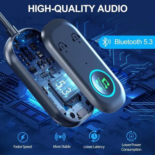 Alt view image 5 of 7 - IHDAPP Bluetooth Transmitter Receiver, Wireless Car/Airplane Bluetooth 5.3 Adapter, Compatible with 2 AirPods or Wireless Headphones, Adapter for TV, Airplane, Headphone, Air-pods, Speaker, Car