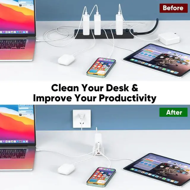 Alt view image 7 of 7 - IHDAPP 200W USB C Charger Block Multiple Ports, GaN III USB Charging Station 6 Ports Charging Hub, Multi Port Charger for Laptop Mac-Book i-Pad i-Phone 15 Galaxy Go-og-le Pixel De-ll Air-Pods Switch