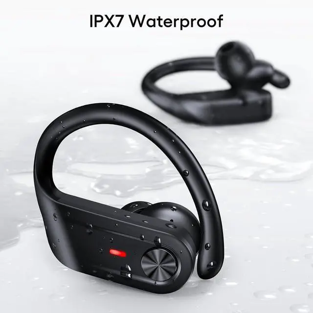 Alt view image 6 of 7 - IHDAPP Bluetooth Headphones, Wireless Earbuds 80Hrs Playtime, IPX7 Waterproof Digital Display Sport Ear Buds with Earhook Mic in-Ear Earphones, Stereo Sound Earbud for Workout Running Exercise Gym
