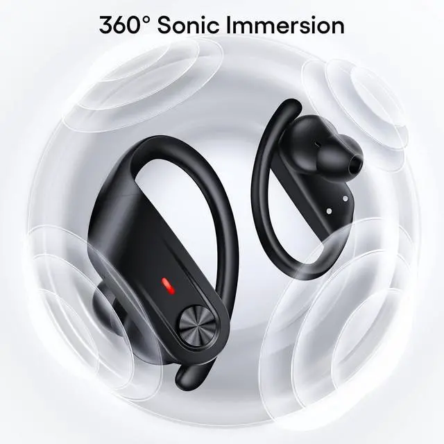 Alt view image 2 of 7 - IHDAPP Bluetooth Headphones, Wireless Earbuds 80Hrs Playtime, IPX7 Waterproof Digital Display Sport Ear Buds with Earhook Mic in-Ear Earphones, Stereo Sound Earbud for Workout Running Exercise Gym