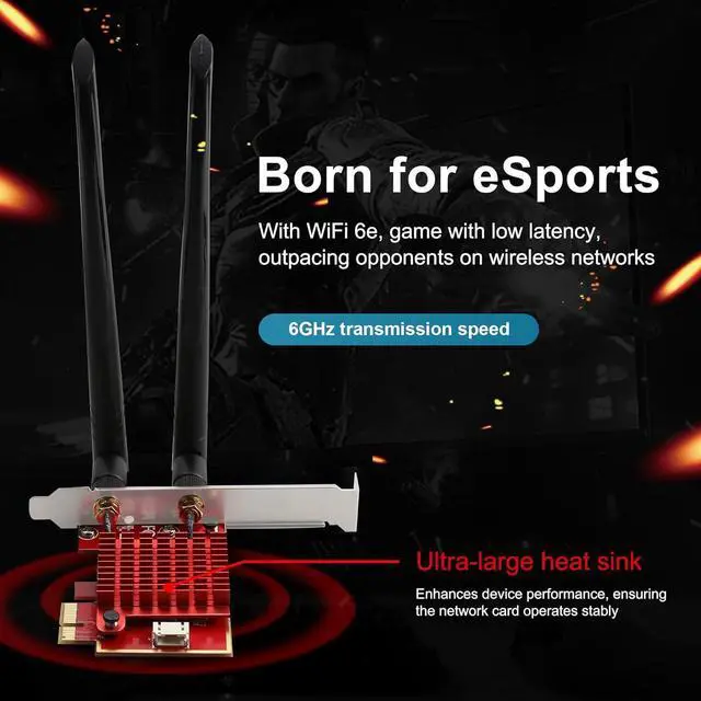 Alt view image 3 of 6 - IHDAPP WiFi 6E PCIe Card | In-t-el AX210 Chip | 5400Mbps Tri-Band 2.4GHz/5GHz/6GHz WiFi Adapter| Bluetooth 5.3 | Low Latency Wireless Adapter WiFi Card for Gaming&Streaming | Windows 10/11 Compatible