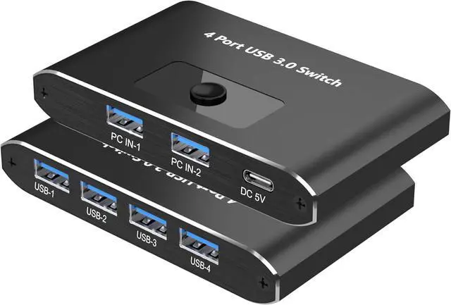 Main image of IHDAPP USB Switch, USB 3.0 Switch Selector, 2 Computers Sharing 4 Devices, Aluminum Switcher for Mouse, Keyboard, Printer, Scanner, Flash Drive, Compatible with Windows, Mac, Linux, Chrome OS giyqxHw