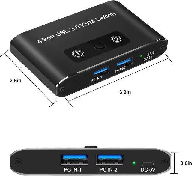 Alt view image 7 of 7 - IHDAPP USB Switch, USB 3.0 Switch Selector, 2 Computers Sharing 4 Devices, Aluminum Switcher for Mouse, Keyboard, Printer, Scanner, Flash Drive, Compatible with Windows, Mac, Linux, Chrome OS giyqxHw