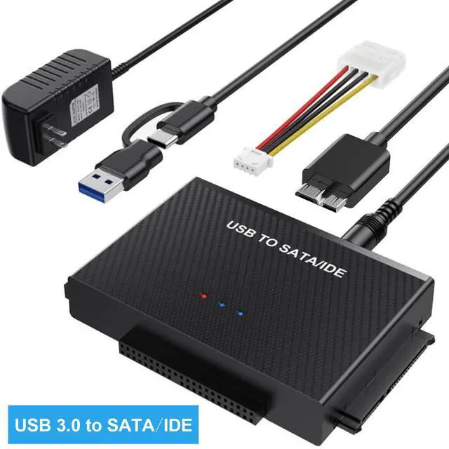 Main image of IHDAPP Hard Drive Reader, USB 3.0 to SATA IDE Adapter,IDE SATA to USB + Type C External Hard Drive Adapter Data Recovery Converter Kit for Universal 2.5 3.5 HDD SSD Hard Drive Disk, with Power Adapter