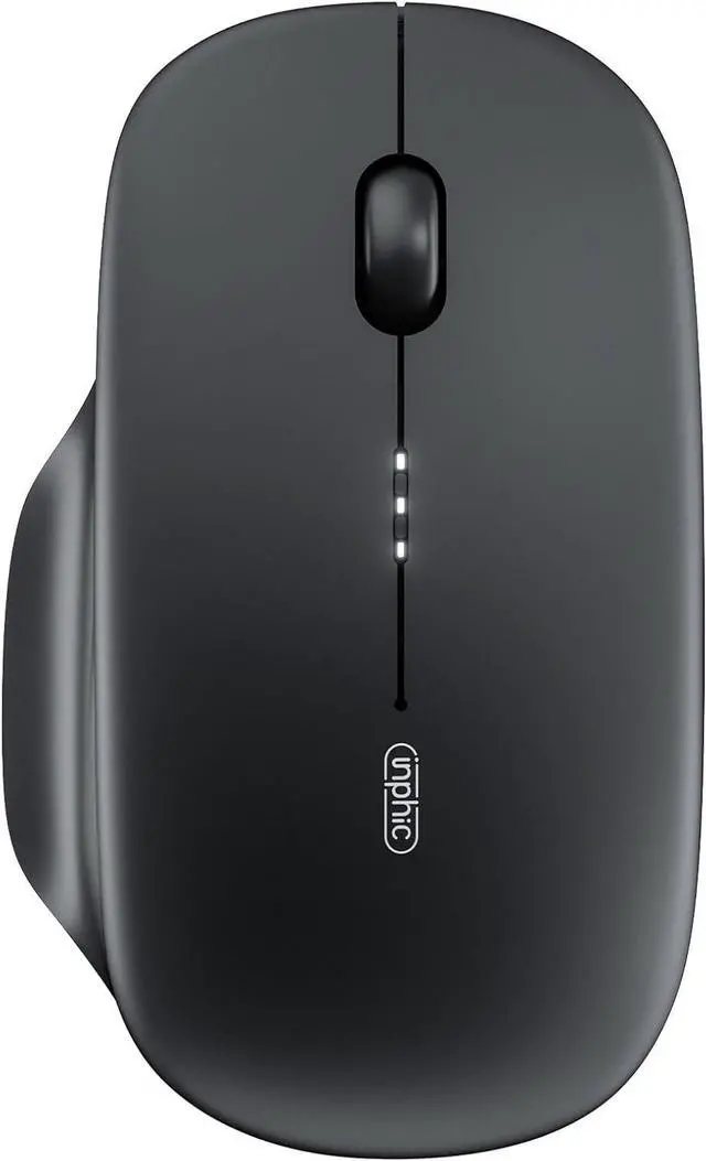 Main image of IHDAPP Portable Bluetooth Mouse, Tri-Mode (BT1/BT2+2.4G) Wireless Mouse Rechargeable with Thumb Rest | Visible Battery Indicator | Ultra-Slim & Lightweight Mice for PC/Computer/Laptop (Black)