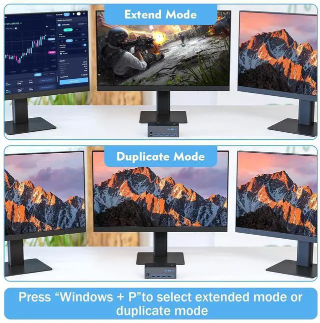 Alt view image 6 of 7 - IHDAPP Triple Monitor HDMI + 2 Displayport KVM Switch, 8K@60Hz KVM Switches 2 Computer 3 Monitors for 2 PCs Share 3 Monitors and 4 USB Devices, with 2 USB Cables, Power Adapter, Wired Controller