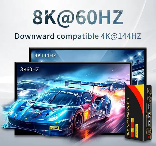 Alt view image 5 of 7 - IHDAPP Dual Monitor HDMI + Displayport Switch 2 Monitors 2 Computers, DP HDMI KVM Switch  8K@60Hz for 2 computers share 2 monitors and 3 USB-A and 1 USB-C Devices, with Desktop Controller & USB Cables