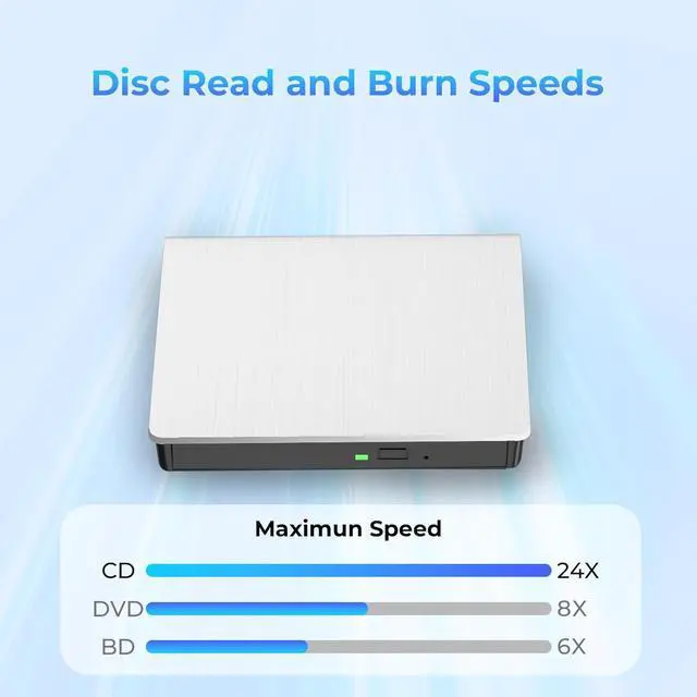 Alt view image 4 of 7 - IHDAPP External Blu Ray Drive, Support 50G Disc Read/Write Bluray Drive, Portable 3D Blu Ray Burner with USB 3.0 & Type-C, External CD DVD Drive for Windows XP/7/8/10/11 MacOS for Laptop, Desktop, Mac