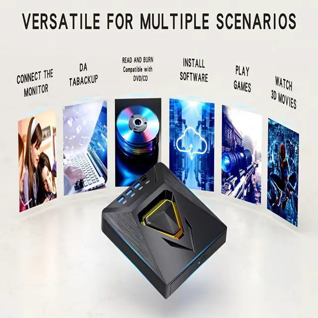 Alt view image 4 of 7 - IHDAPP External CD/DVD Drive for Laptops,  7-in-1 External CD/DVD Drive with 4 USB Ports, SD/TF Card Slots, CD/DVD +/-RW Drive, USB 3.0 DVD Burner Compatible with Laptop, Mac, Windows 11/10/8/7, Linux