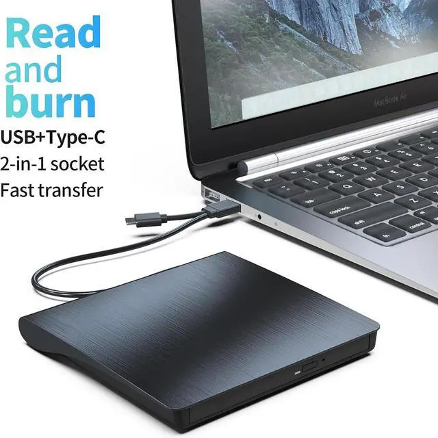 Alt view image 5 of 7 - IHDAPP External DVD Drive, USB 3.0 and Type-C CD DVD Disc Reader Writer Burner Player, Slim and Portable CD DVD +/-RW Optical Drive for PC Laptop Desktop Mac-Book Windows 7/8.1/10/11 Linux MacOS