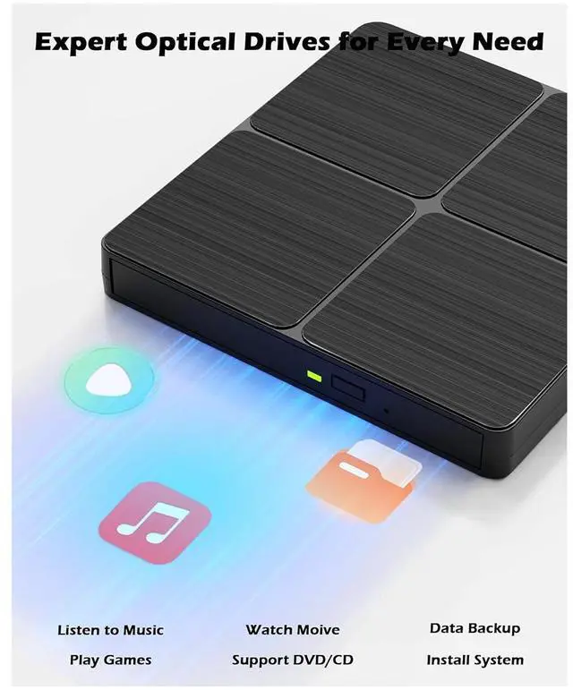 Alt view image 5 of 6 - IHDAPP External CD/DVD Drive for Laptop, USB 3.0 Type-C External DVD Drive Portable DVD Player for Laptop, CD Burner External CD DVD Optical Drive Compatible with PC Windows 11/10/8/7 Linux MacOS