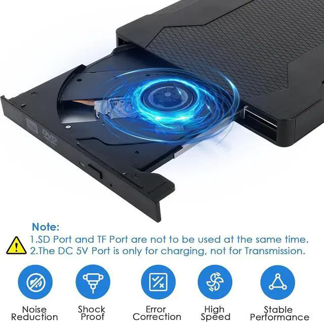 Alt view image 4 of 7 - IHDAPP External CD DVD Drive for Laptops, External DVD Burner and Player, USB 3.0 Type-C External CD/DVD Drive for Laptop PC, DVD CD+/-RW External Optical Drives for Windows 11/10/8/7/XP/Linux/MacOS