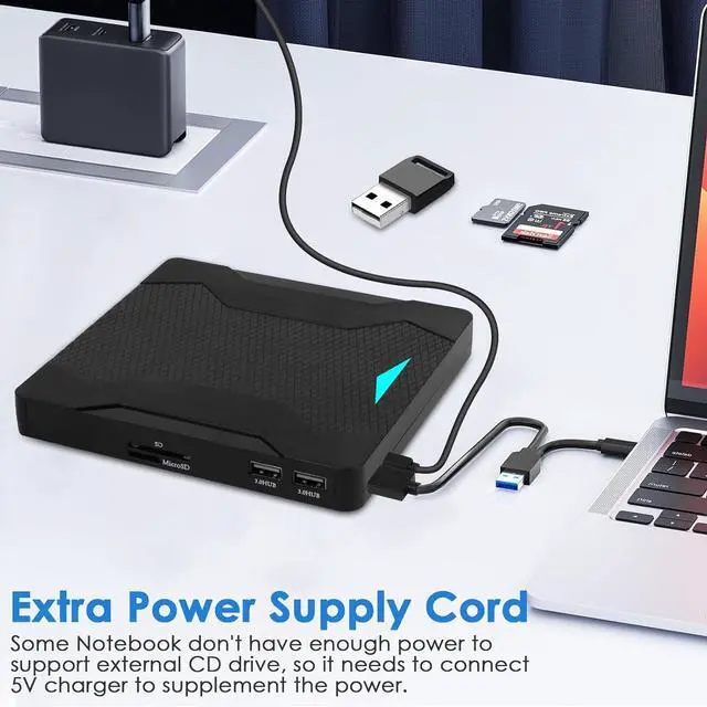 Alt view image 6 of 7 - IHDAPP External CD DVD Drive for Laptops, External DVD Burner and Player, USB 3.0 Type-C External CD/DVD Drive for Laptop PC, DVD CD+/-RW External Optical Drives for Windows 11/10/8/7/XP/Linux/MacOS