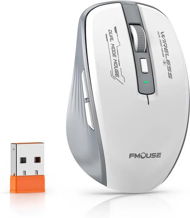 Main image of IHDAPP Wireless Mouse (Bluetooth & 2.4GHz USB) with Forward/Backward Side Keys, Silent Click Mouse, Ergonomic Portable AA Battery Wireless Mice for Laptop/Mac/iPad -Office & Travel Use, Gray