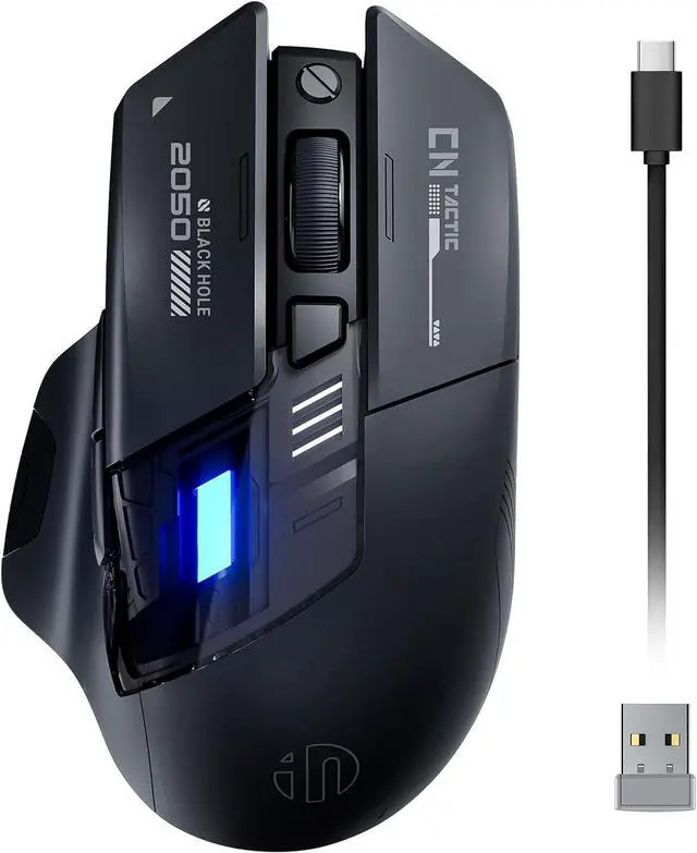 Main image of IHDAPP A9 V2 Explorer Wireless Mouse, Tri-Mode 2.4G/Type-C Wired/Bluetooth Gaming Mouse, Rechargeable, 12800 DPI, RGB light, visible battery indicator, for Laptop/PC/Computer