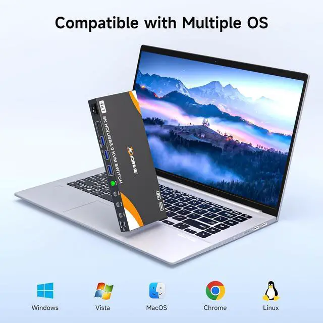 Alt view image 7 of 7 - IHDAPP 4 in 1 Out HDMI KVM Switch 4 Computers 1 Monitor, USB 3.0 HDMI KVM Switch 4 Port 4K@120Hz. Support 8K@60Hz Resolution, 4x1 HDMI KVM Switches for 4 Computers Share Mouse Keyboard and Monitor