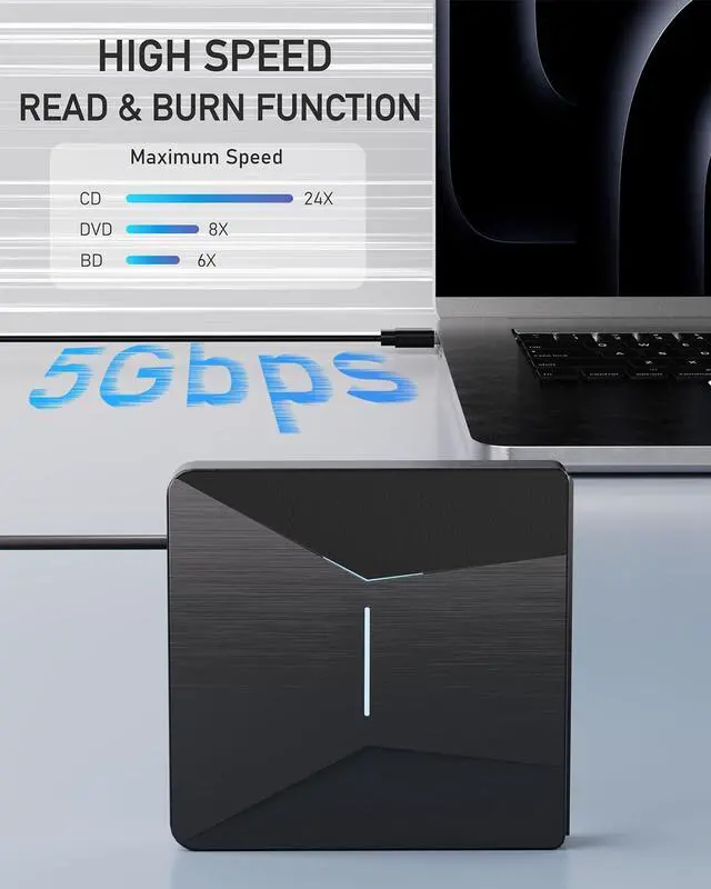 Alt view image 2 of 7 - IHDAPP External Blu-ray Drives for Laptop, External Blueray/dvd Drive for PC, USB 3.0 & Type-C Bluray Burner, CD DVD Blu Ray Disc Reader Writer Compatible with Windows XP/7/8/10, MacOS Laptops Desktop