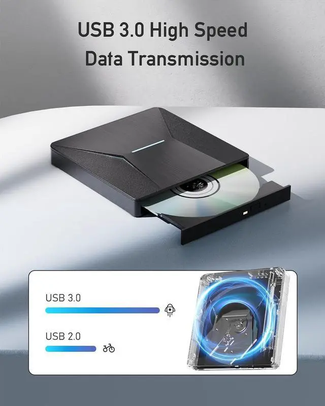 Alt view image 3 of 7 - IHDAPP External Blu-ray Drives for Laptop, External Blueray/dvd Drive for PC, USB 3.0 & Type-C Bluray Burner, CD DVD Blu Ray Disc Reader Writer Compatible with Windows XP/7/8/10, MacOS Laptops Desktop