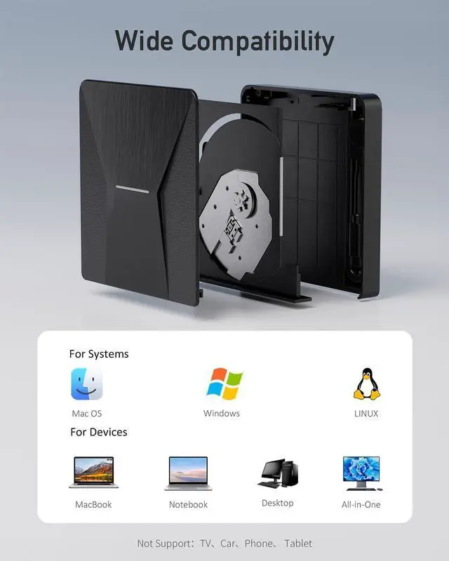 Alt view image 6 of 7 - IHDAPP External Blu-ray Drives for Laptop, External Blueray/dvd Drive for PC, USB 3.0 & Type-C Bluray Burner, CD DVD Blu Ray Disc Reader Writer Compatible with Windows XP/7/8/10, MacOS Laptops Desktop