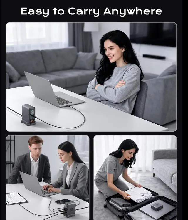 Alt view image 7 of 7 - IHDAPP 240W USB C Charger Block, 6 Ports USB Charging Station, GaN 140W PD 3.1 USB Charger, Laptop Fast Charger Adapter Desktop Charger Station with LCD Display for Laptops, Smartphones etc..