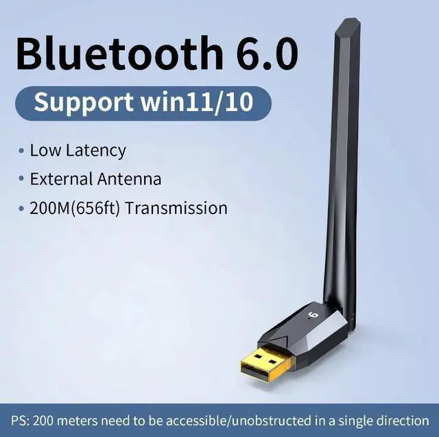 Alt view image 7 of 7 - IHDAPP 200M Long Range Bluetooth 6.0 Adapter for PC, Built-in PA for 5dBi High-Gain Wireless USB Dongle for Windows 11/10/8.1 Laptop Desktop, Plug & Pair w/Bluetooth Headphones Speaker Keyboard Mouse