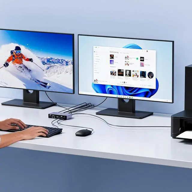 Alt view image 6 of 7 - IHDAPP USB 3.0 HDMI KVM Switch 2 Monitors 2 Computers, 8K@60Hz 2 Ports Dual Monitor HDMI KVM Switch 2 in 2 Out, Dual Mode Switching, with 3 USB 3.0 Port, Desktop Controller and 2 USB Cables