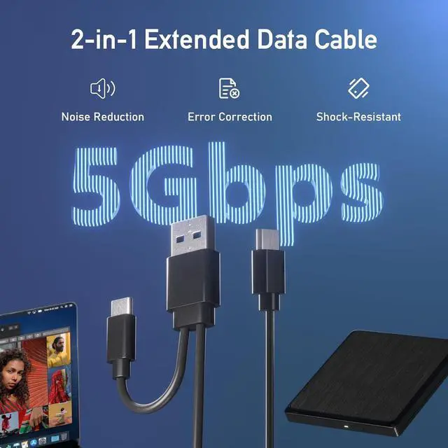 Alt view image 4 of 7 - IHDAPP USB CD/DVD External Drive, USB 3.0 and Type-C External CD/DVD Drive for Laptop, CD ROM External Drive for PC with Extended Data Cable, Portable CD Burner DVD Reader for Windows Linux Mac OS