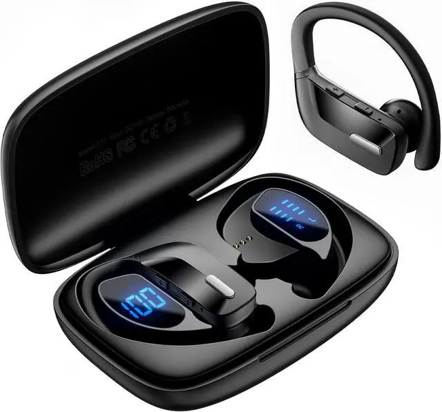 Main image of IHDAPP TWS Wireless Earbuds, Sport Wireless Earbuds Bluetooth Headphones 80hrs Playtime Deep Bass Ear Buds with Earhook Noise Cancelling Mic Waterproof Earphones Bluetooth Headset for Workout Running