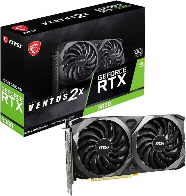 Main image of MSI Gaming GeForce RTX 3060 12GB 15 Gbps GDRR6 192-Bit HDMI/DP PCIe 4 Torx Twin Fan Ampere OC Graphics Card (RTX 3060 Ventus 2X 12G OC)