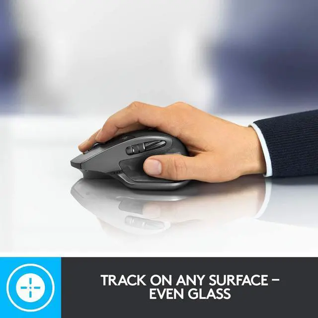 Alt view image 2 of 7 - Logitech MX Master 2S Wireless Mouse – Use on Any Surface, Hyper-fast Scrolling, Ergonomic Shape, Rechargeable, Control up to 3 Apple Mac and Windows Computers (Bluetooth or USB), Graphite