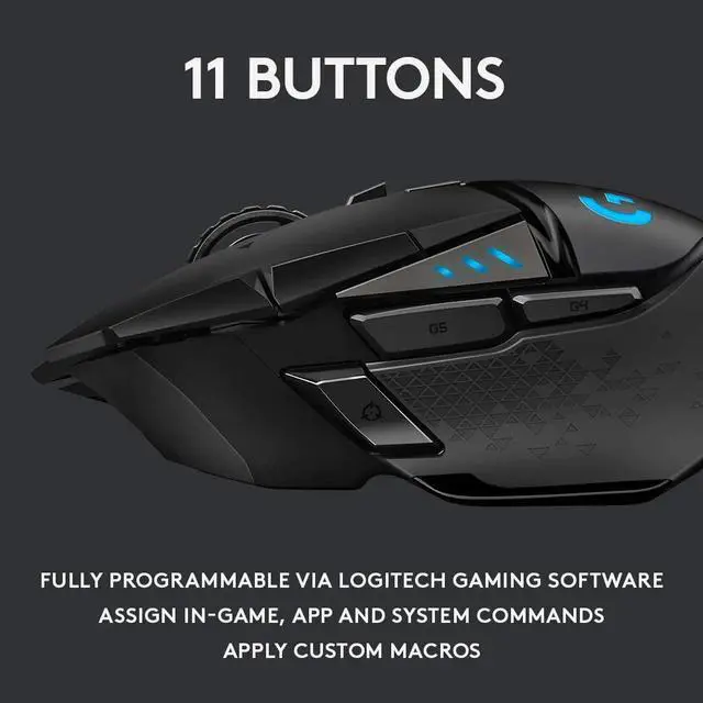 Alt view image 4 of 7 - Logitech G502 LIGHTSPEED Wireless Gaming Mouse with HERO 16K Sensor, PowerPlay Compatible, Tunable Weights and Lightsync RGB - Black