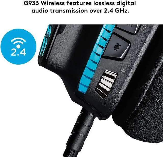 Alt view image 7 of 7 - Logitech Wireless 7.1 LIGHTSYNC Gaming Headset G933S (Black)